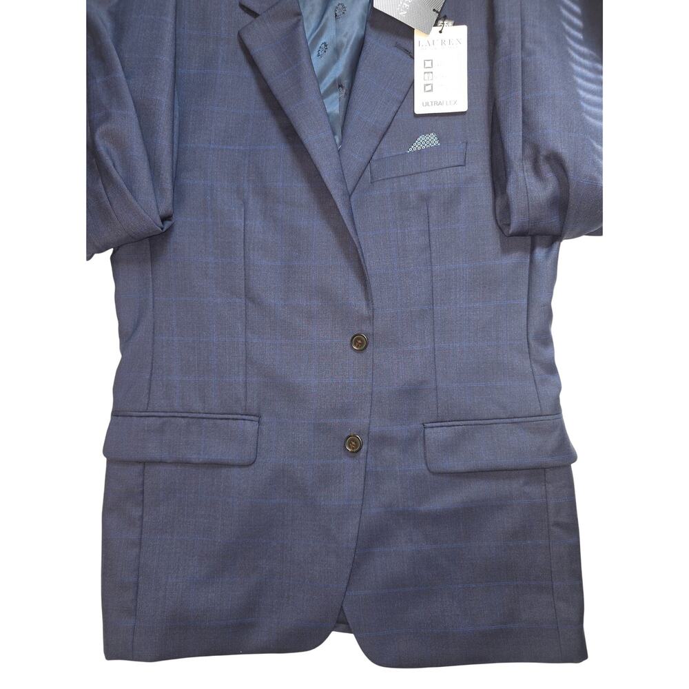 NWT 40L Lauren Ralph Lauren Blue Plaid UltraFlex Lattimore Suit Jacket $450 - Picture 4 of 8